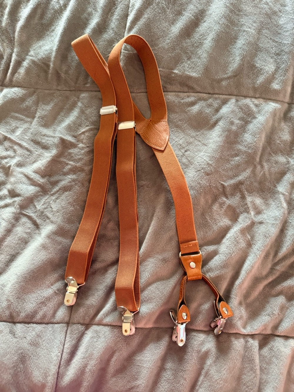 Brown Men’s Elastic Suspenders - Classic Tie-Back Style